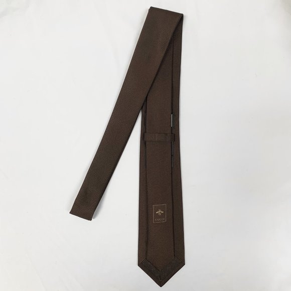 Gucci Interlocking GG logo Neck Tie Coffee Brown new with tag - Picture 4 of 8